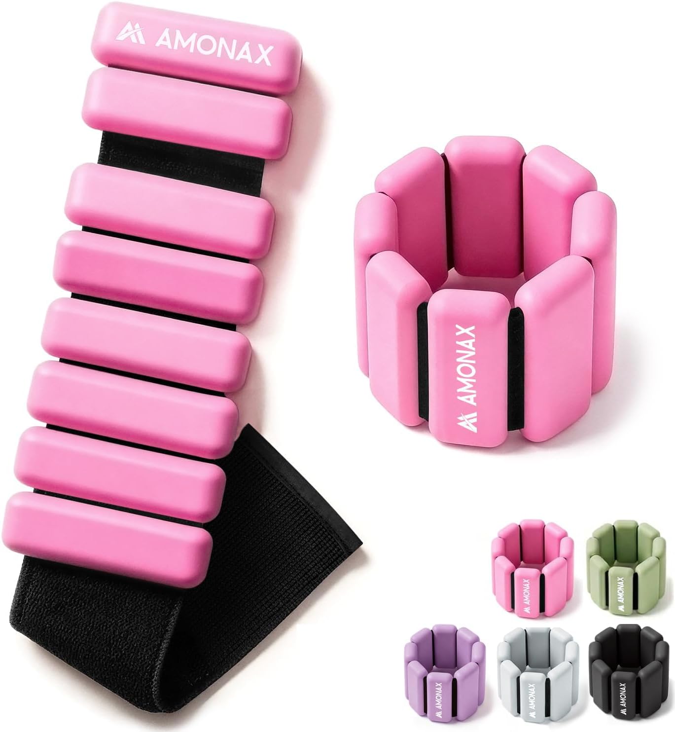 Amonax Adjustable Ankle and Wrist Weights Set, Fitness Leg Weights for Women Men, 1lb/2lb Pair for Strength Training, Pilates Weights Running Swimming Weights, Hand Arm Weights for Yoga, Dance